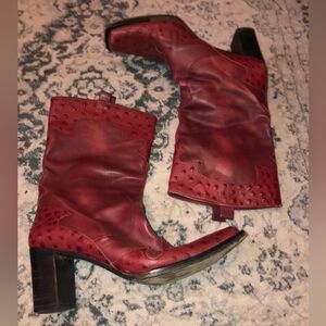 Via Spiga Western Cowboy Red Leather Boots Vintage
